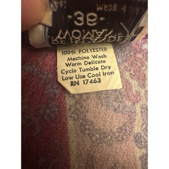 Fire Islander Woman Vintage 70s Floral Striped Polyester Button-Up Shirt Siz 36 - Picture 4 of 5